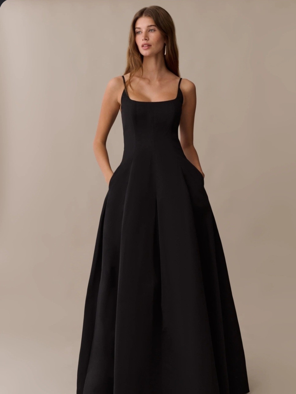Few Moda Classic Black Maxi Dress with Spaghetti Straps